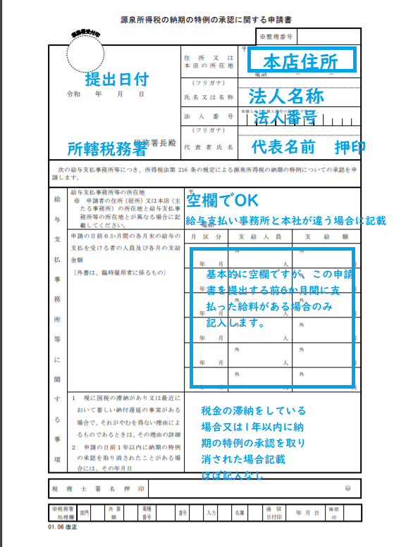 源泉所得税「納期の特例申請書」の書き方は？提出方法もわかりやすく解説